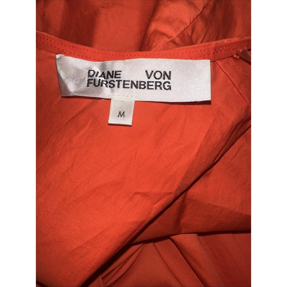 Diane Von Furstenberg Bethania Dress Women 12 Orange Short Sleeve Wrap Pleated - Picture 8 of 10